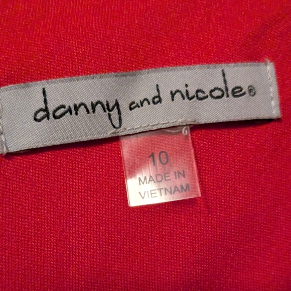 Danny & Nicole Ruby Red 3/4 Sleeve Dress Striped Floral Lace Midi Sz. 10 - Picture 15 of 16